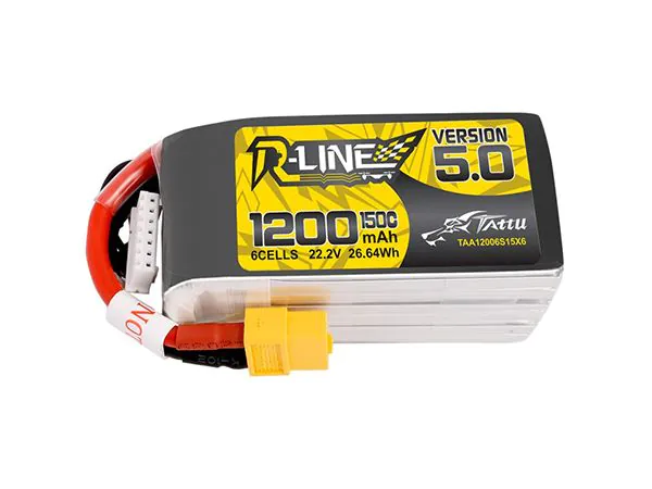 TATTU R-LINE 1200mAh 22.2V 150C 6S1P LIPO BATTERY PACK WITH XT60 PLUG